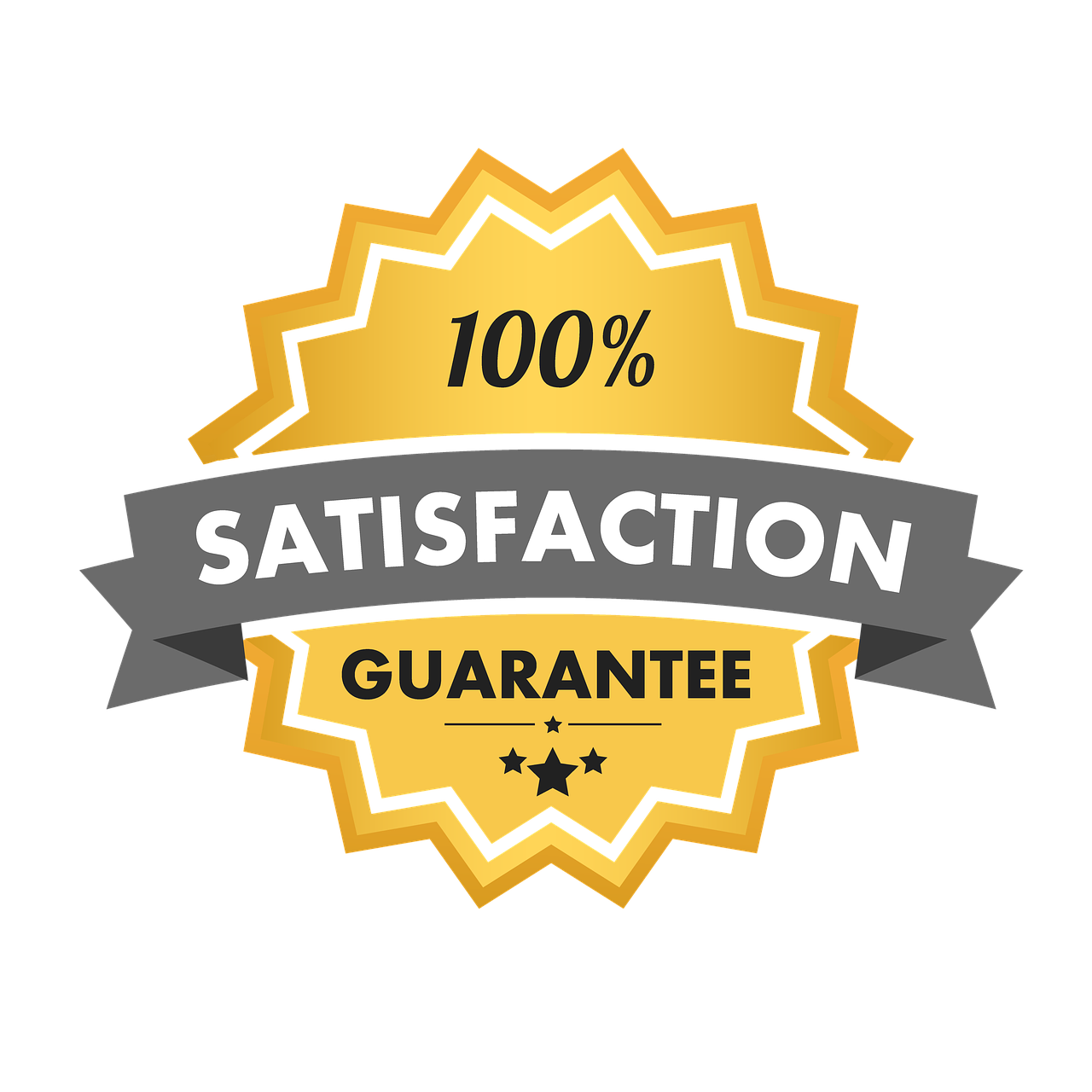 satisfaction guarantee, 100 satisfaction, seal